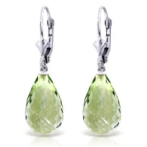 14 Carat 14K Solid White Gold Matters Of The Heart Green Amethyst Earrings