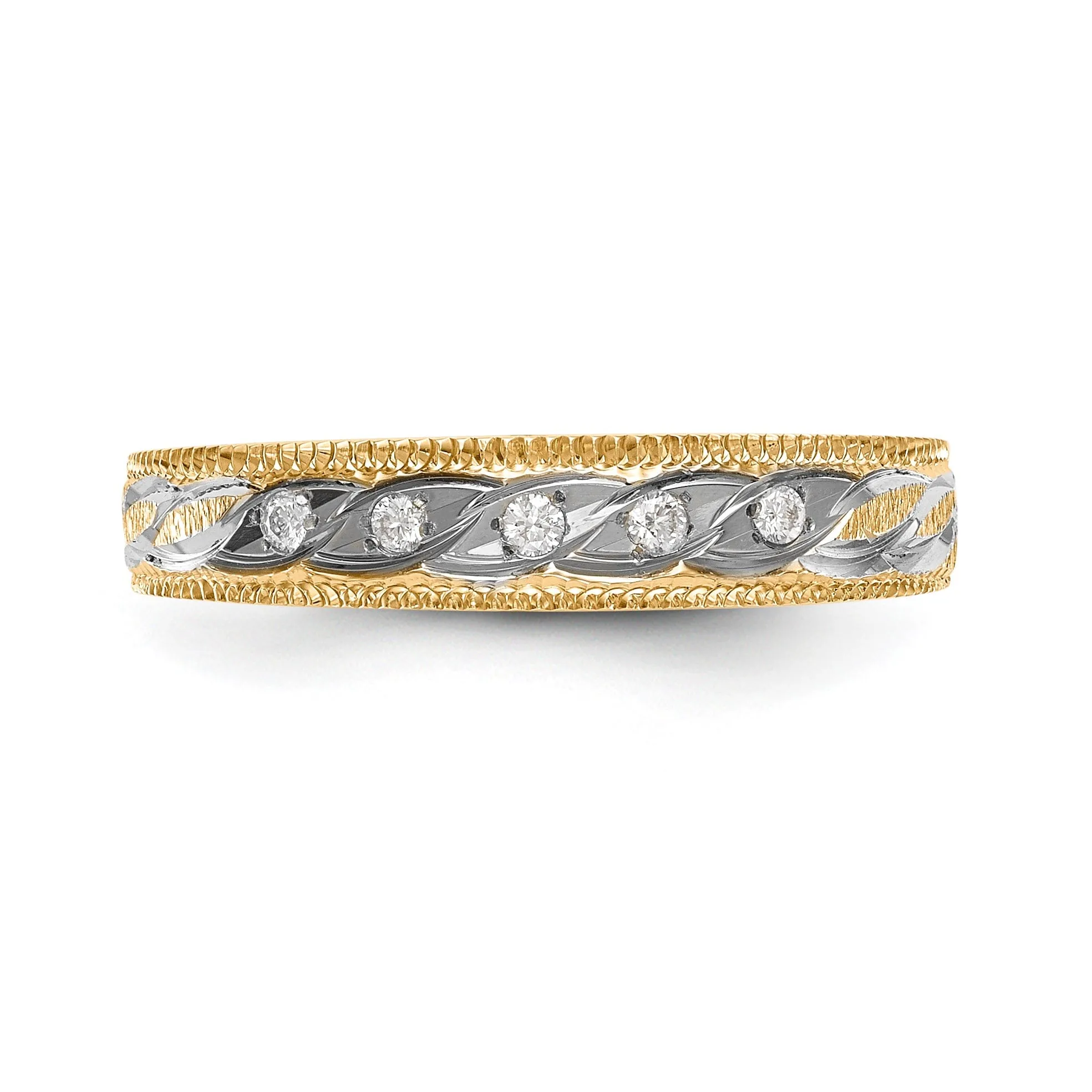 14k Two Tone Gold Diamond Ladies Wedding Band