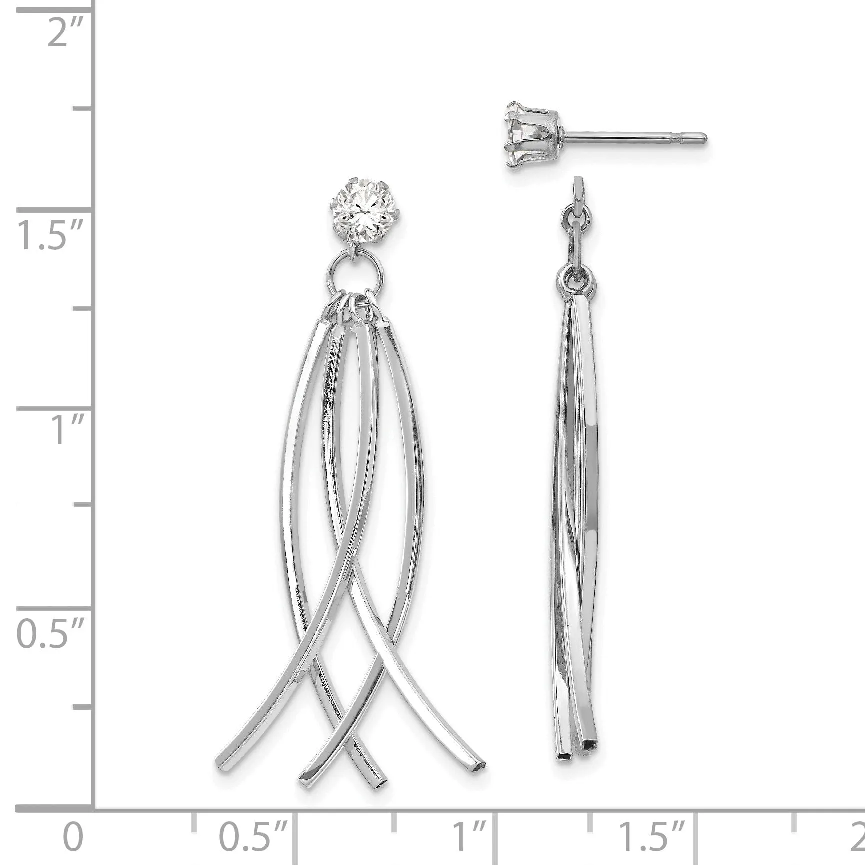 14k White Gold Curved Dangles Stud Earring Jackets