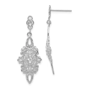 14k White Gold D.C Filigree Dangle Earrings