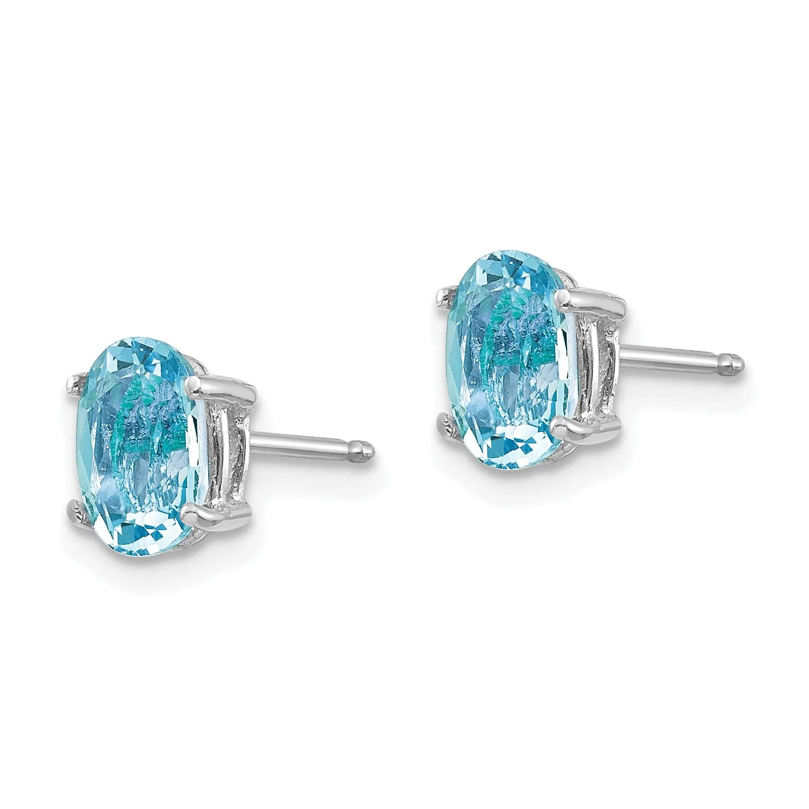 14k White Gold Oval Aquamarine Earrings