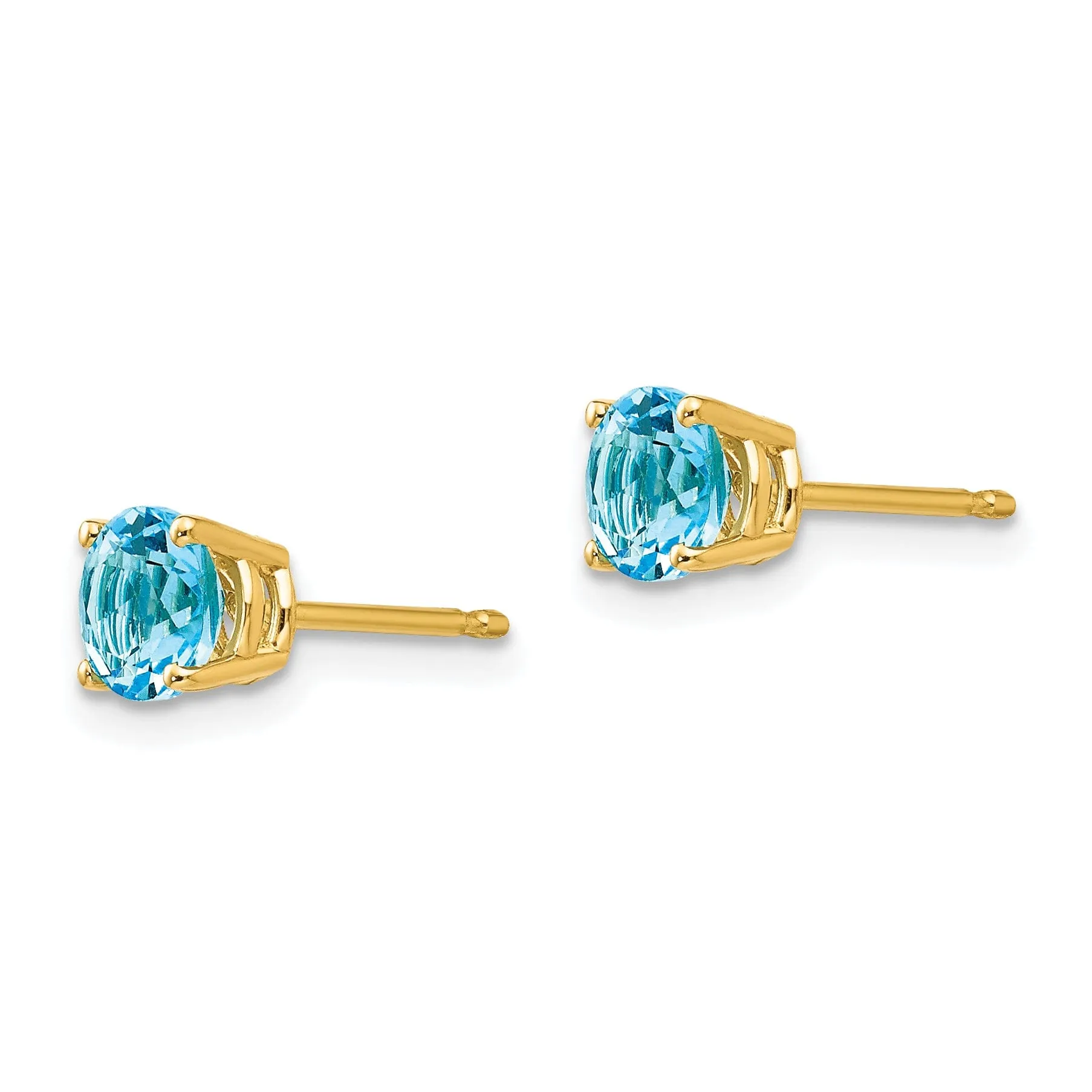 14k Yellow Gold Blue Topaz Earring