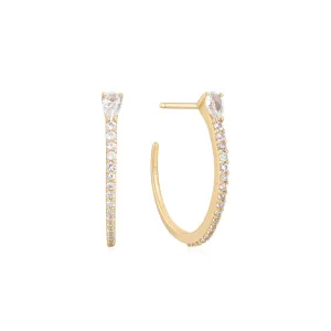 14kt Gold White Sapphire Hoop Earrings