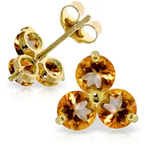 1.5 Carat 14K Solid Yellow Gold Summer Is Sister Citrine Earrings