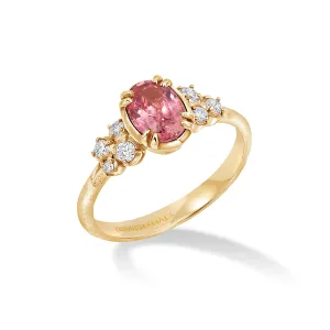 18k Large Oval Padparadscha & Diamond Stargazer Ring