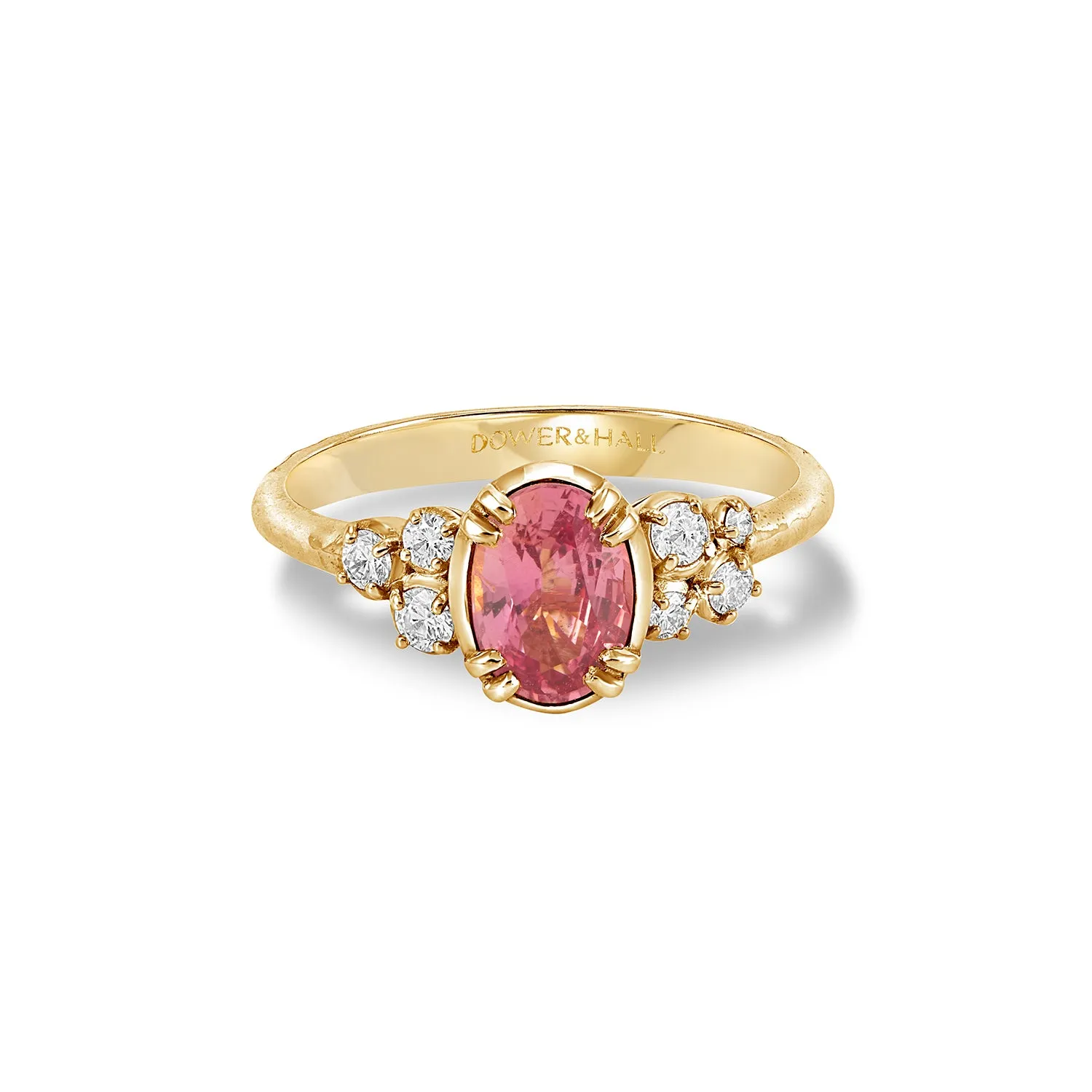 18k Large Oval Padparadscha & Diamond Stargazer Ring