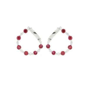 18k White Gold Ruby and Diamond Earrings