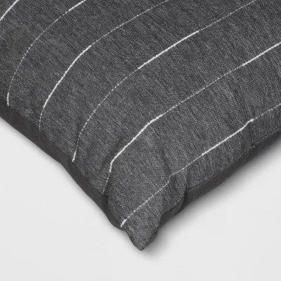 20"x20" Lines Square Outdoor Throw Pillow Charcoal Gray - Threshold