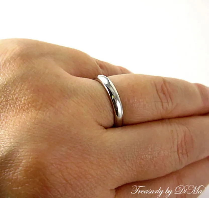 3 MM SOLID PLATINUM PLAIN WEDDING BAND RING size 5 COMFORT FIT