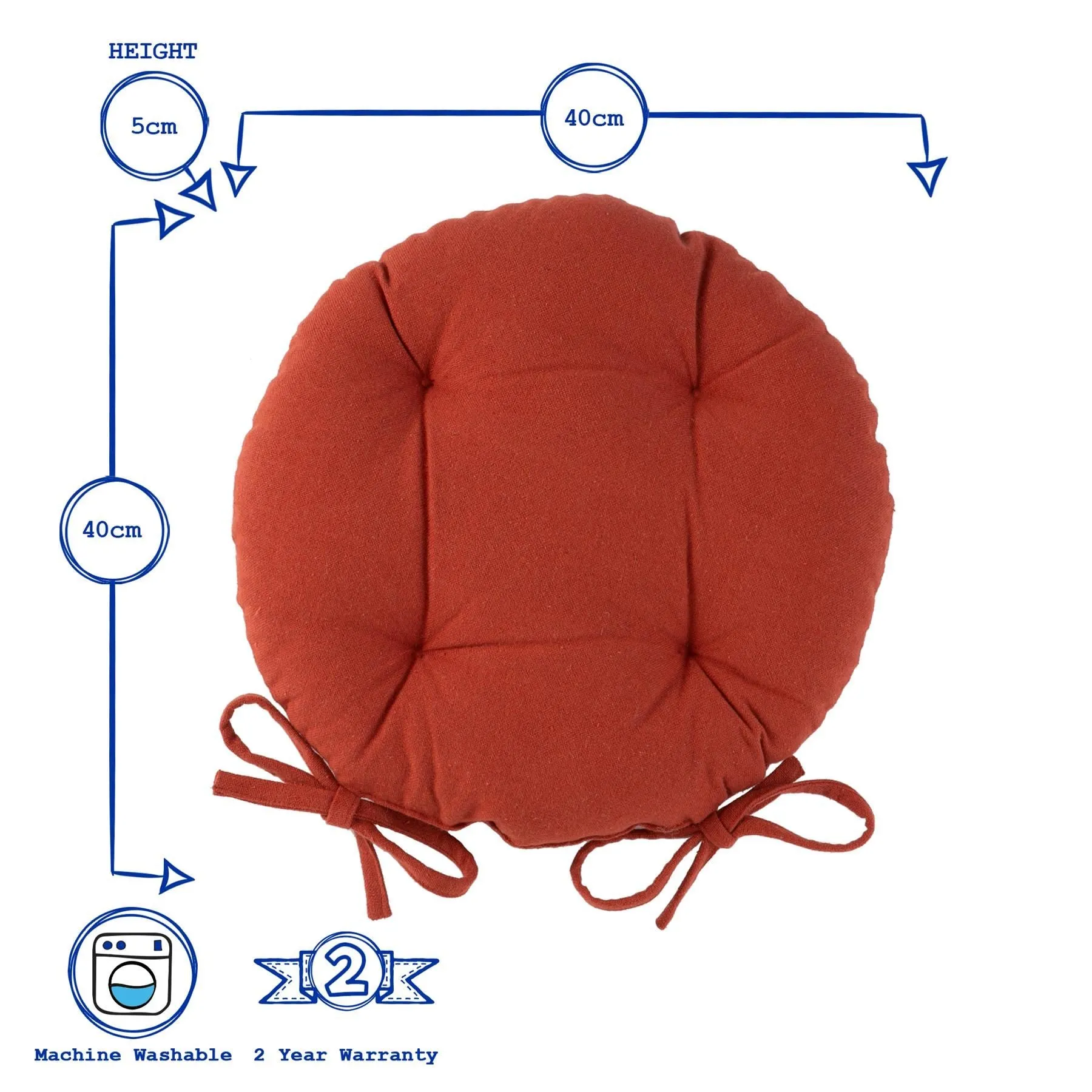 40cm Round Cotton Garden Seat Pad - By Harbour Housewares