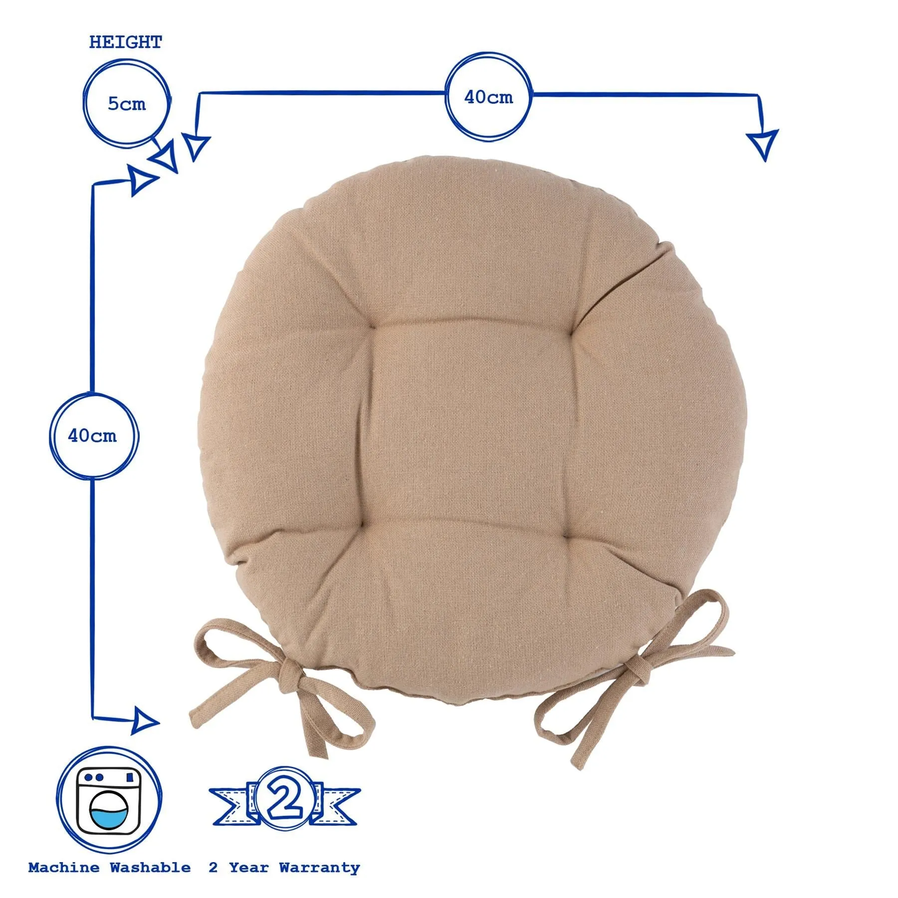 40cm Round Cotton Garden Seat Pad - By Harbour Housewares