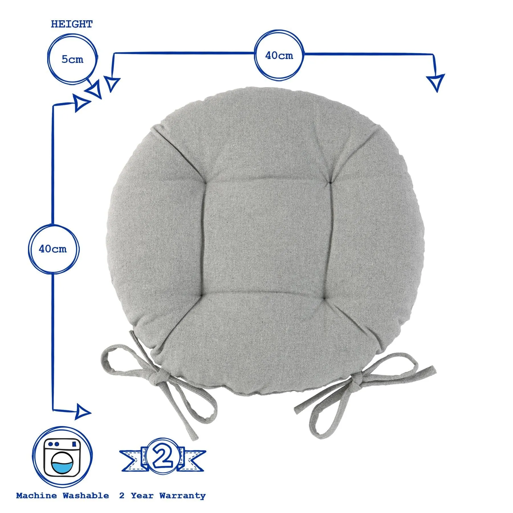 40cm Round Cotton Garden Seat Pad - By Harbour Housewares