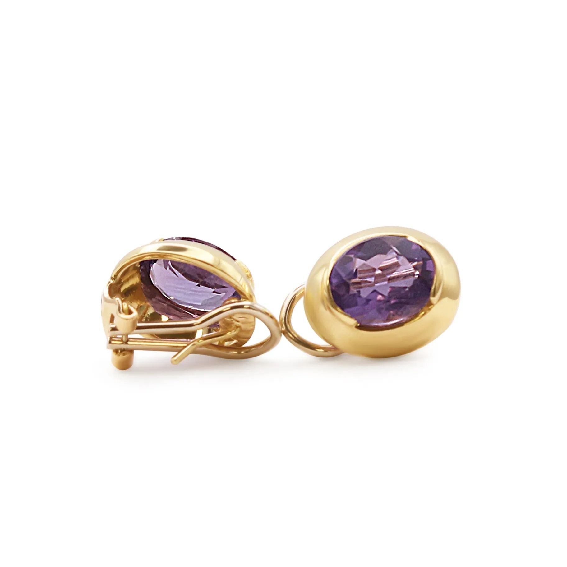 Amethyst Earrings - 18ct Yellow Gold