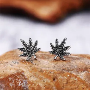 Ancient Jewelry Weed Leaves Drop Earrings for Women in Silver Color