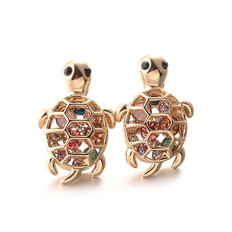 Animal Jewelry Tortoise Stud Earrings For Women in Gold Color