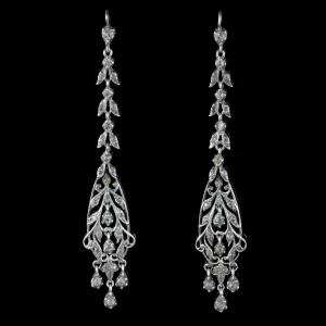 Antique Victorian Earrings Silver Chandelier Drop Earrings Circa 1900