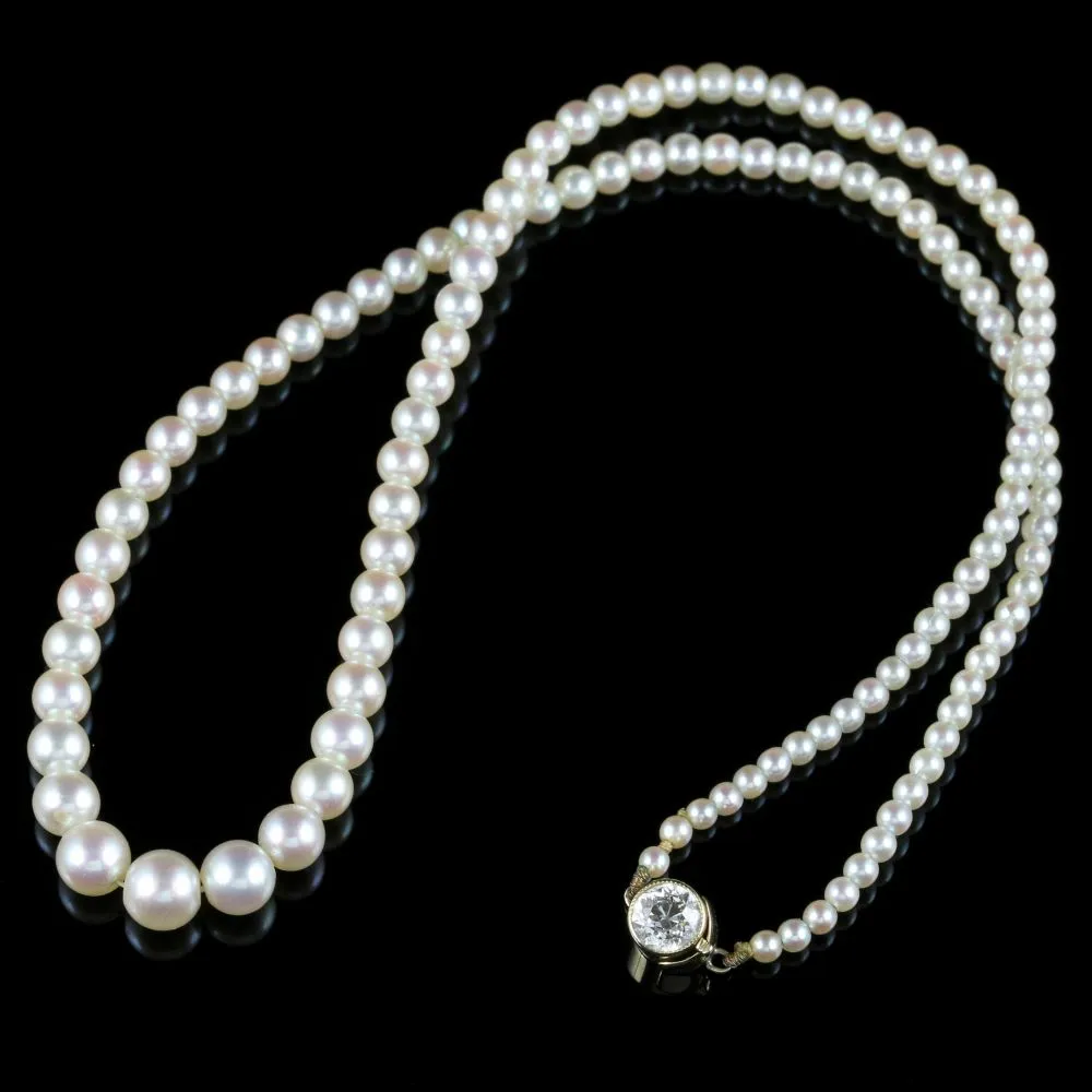 Antique Victorian Pearl Diamond Necklace Circa 1900