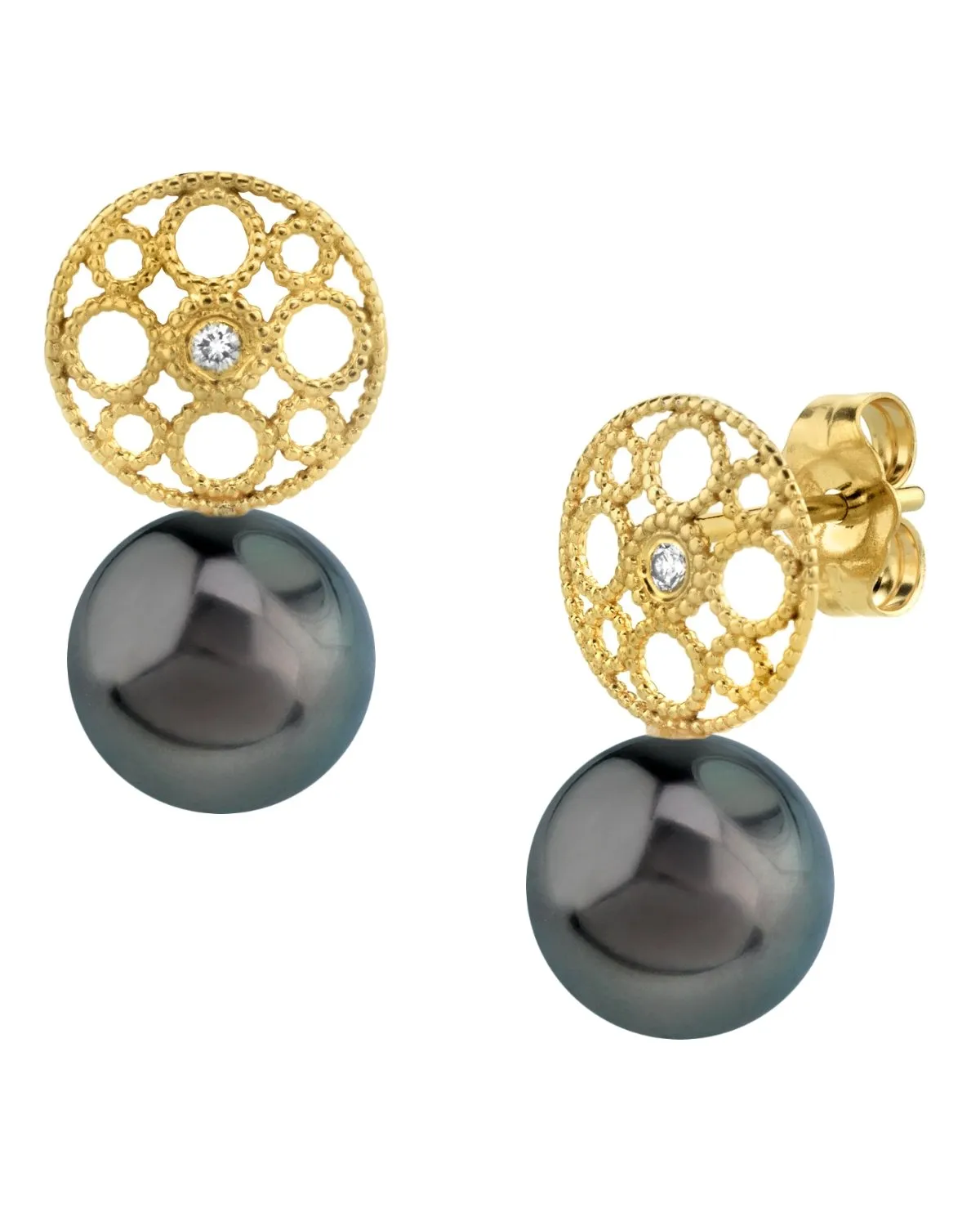 Back Tahitian Pearl & Diamond Faye Drop Earrings