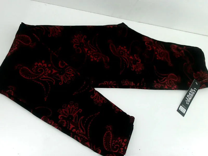 Black and Red Paisley Print Leggings Onesize