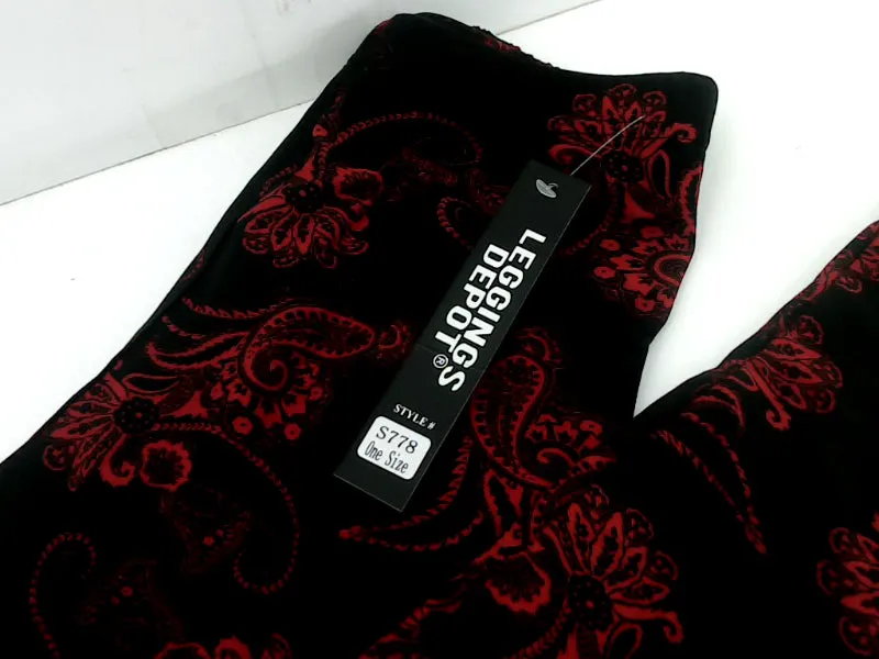 Black and Red Paisley Print Leggings Onesize