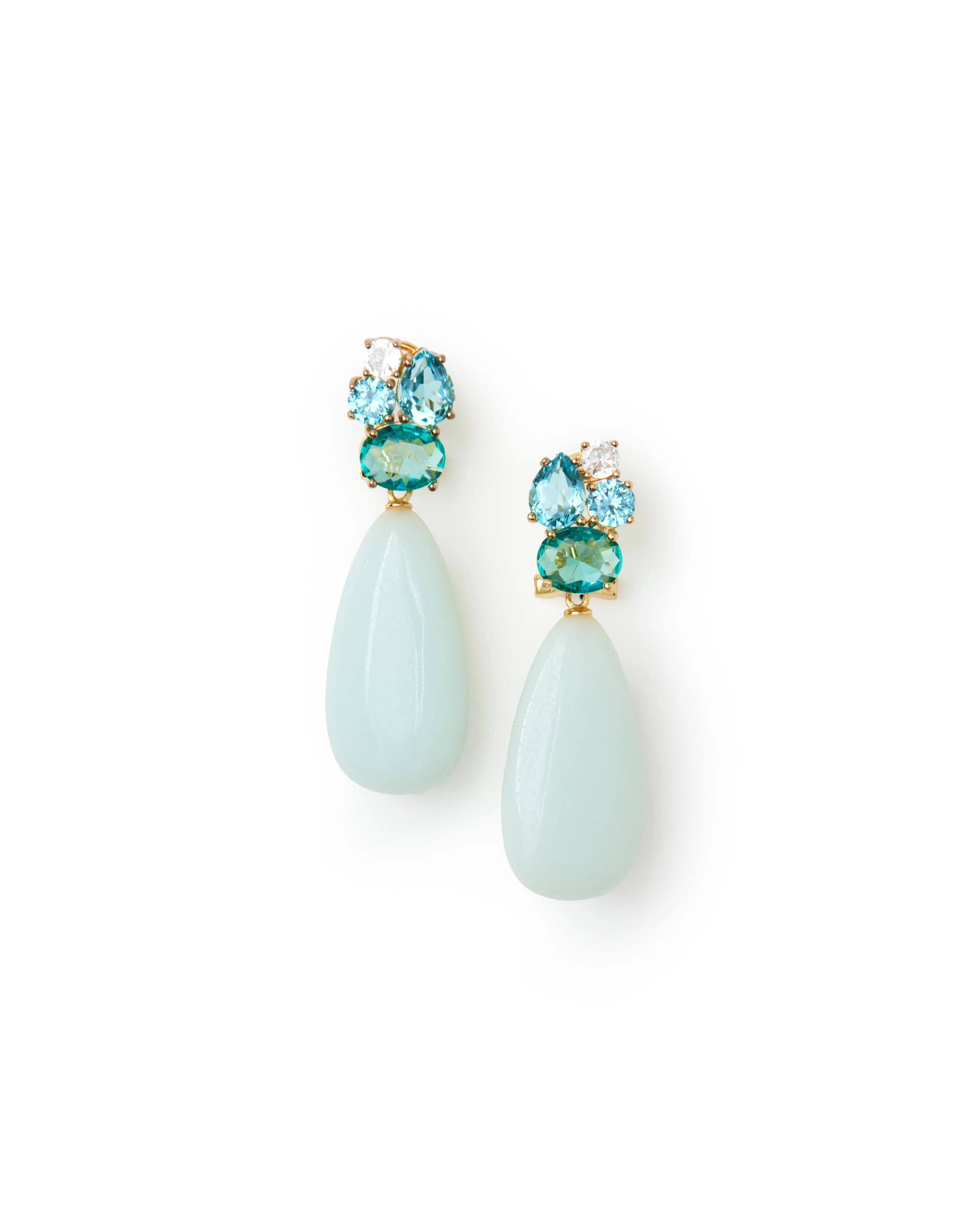 Blue and Green Cluster with Aqua Drop Earrings