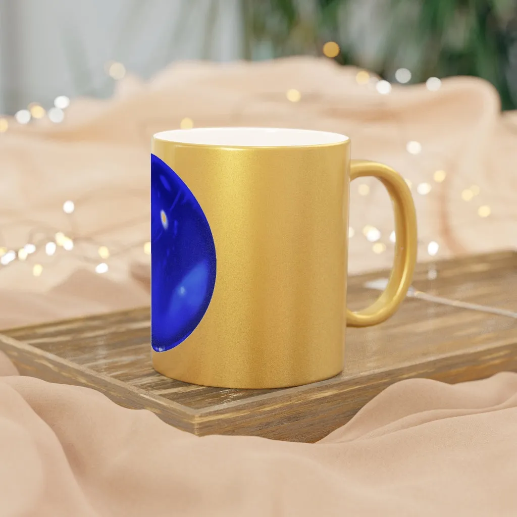 Blue Orb Metallic Mug (Silver / Gold)