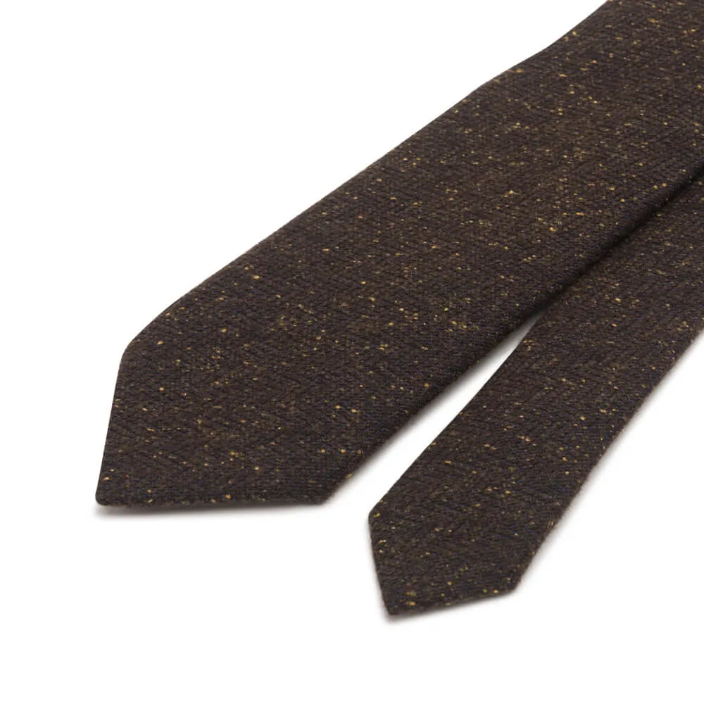 Brown Herringbone Donegal Cotton Silk Wool Tie