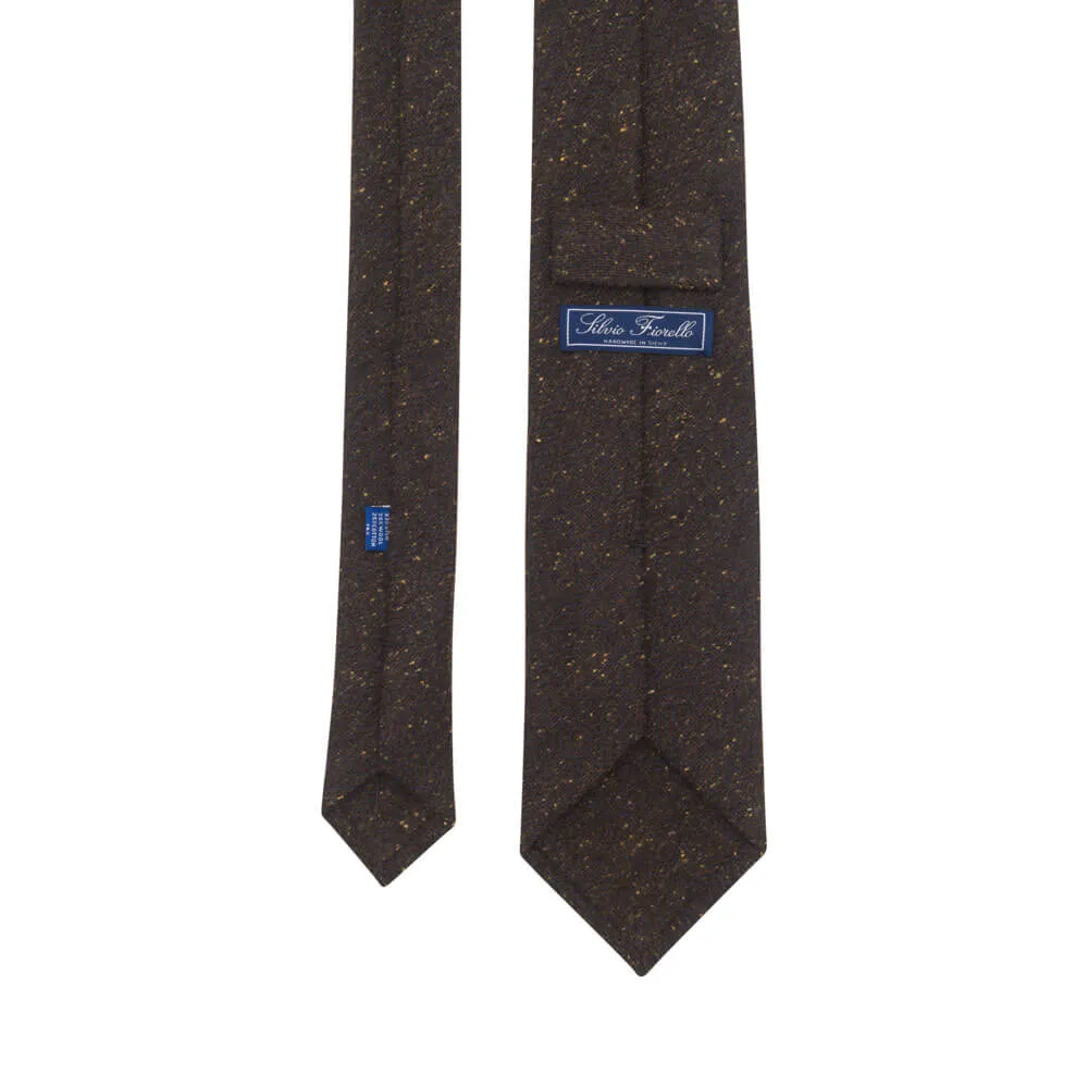 Brown Herringbone Donegal Cotton Silk Wool Tie