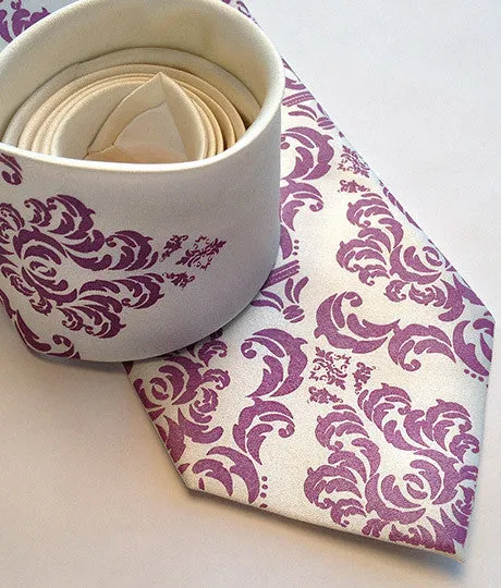 Damask Print Silk Necktie