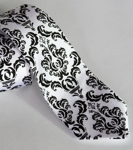 Damask Print Silk Necktie