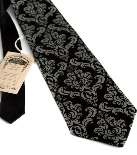 Damask Print Silk Necktie