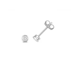 Diamond Jewellery 18K White Gold 0.20CT Diamond Rubover Earring Studs EDQ348W