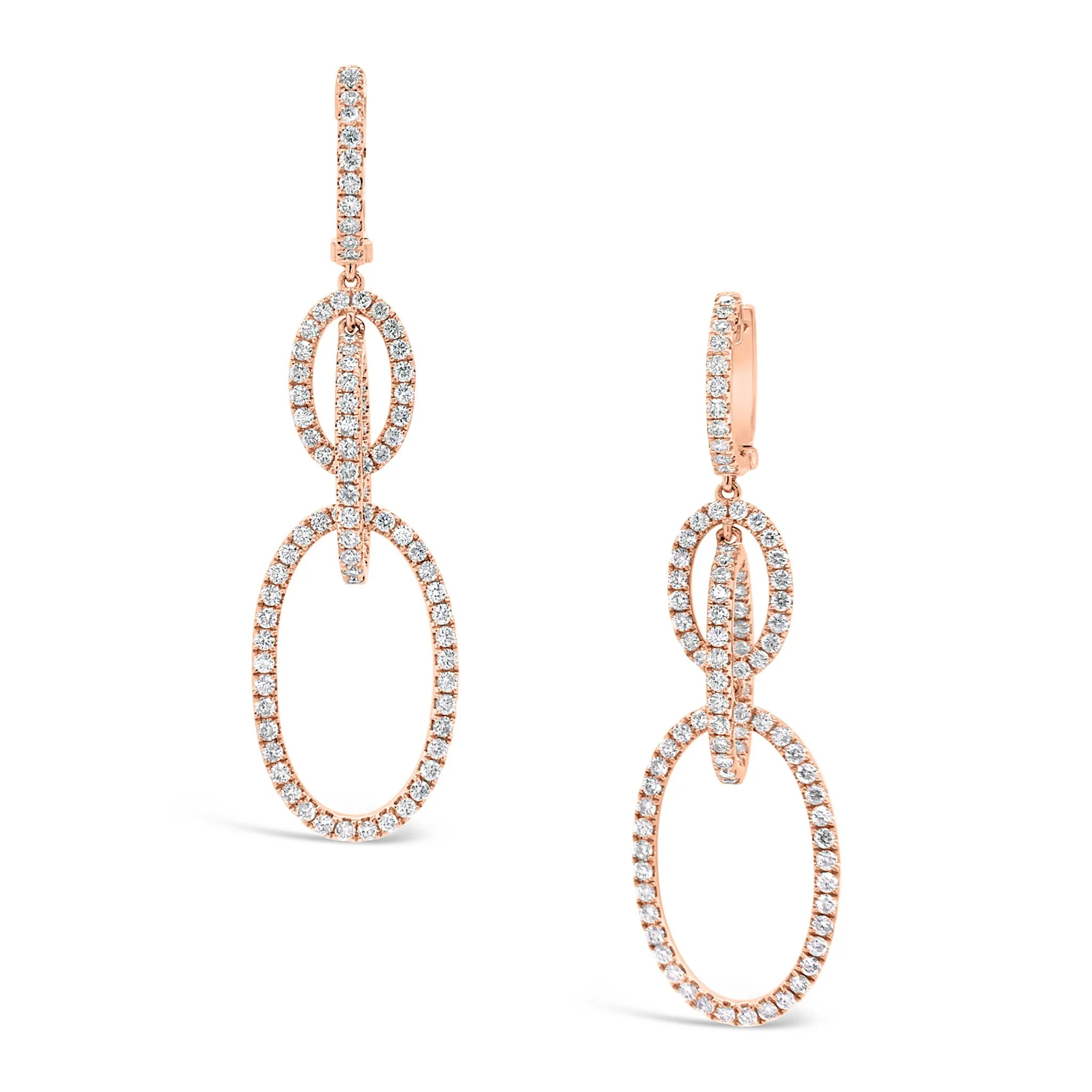 Diamond Oval Dangle Earrings