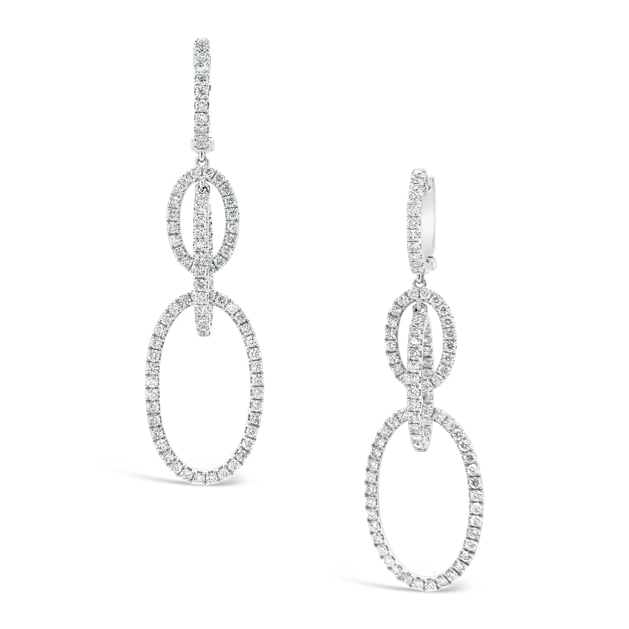 Diamond Oval Dangle Earrings