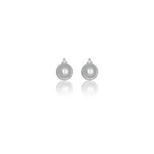 Diamonds by Georgini - Freshwater Pearl and Two Natural Diamond June Earrings Silver