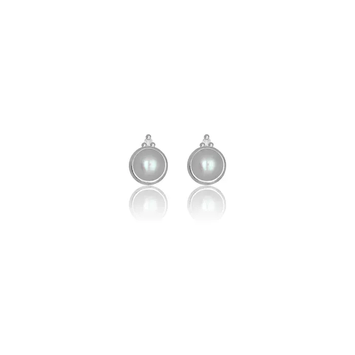 Diamonds by Georgini - Freshwater Pearl and Two Natural Diamond June Earrings Silver