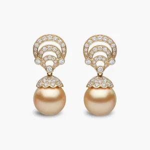 Duchess 18K Gold Pearl and Curved Diamond Motif Earrings