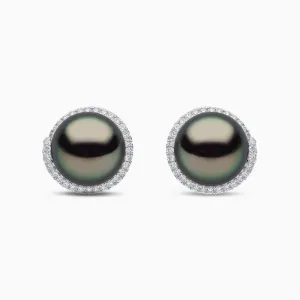 Duchess 18K Gold Tahitian Pearl and Diamond Stud Earrings