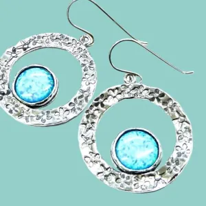 earrings for woman, romantic earrings, silver & blue opals earrings for women / dangling earrings