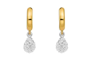 Earrings Mixed Gold Huggies & Pear Illusion Diamonds Drop