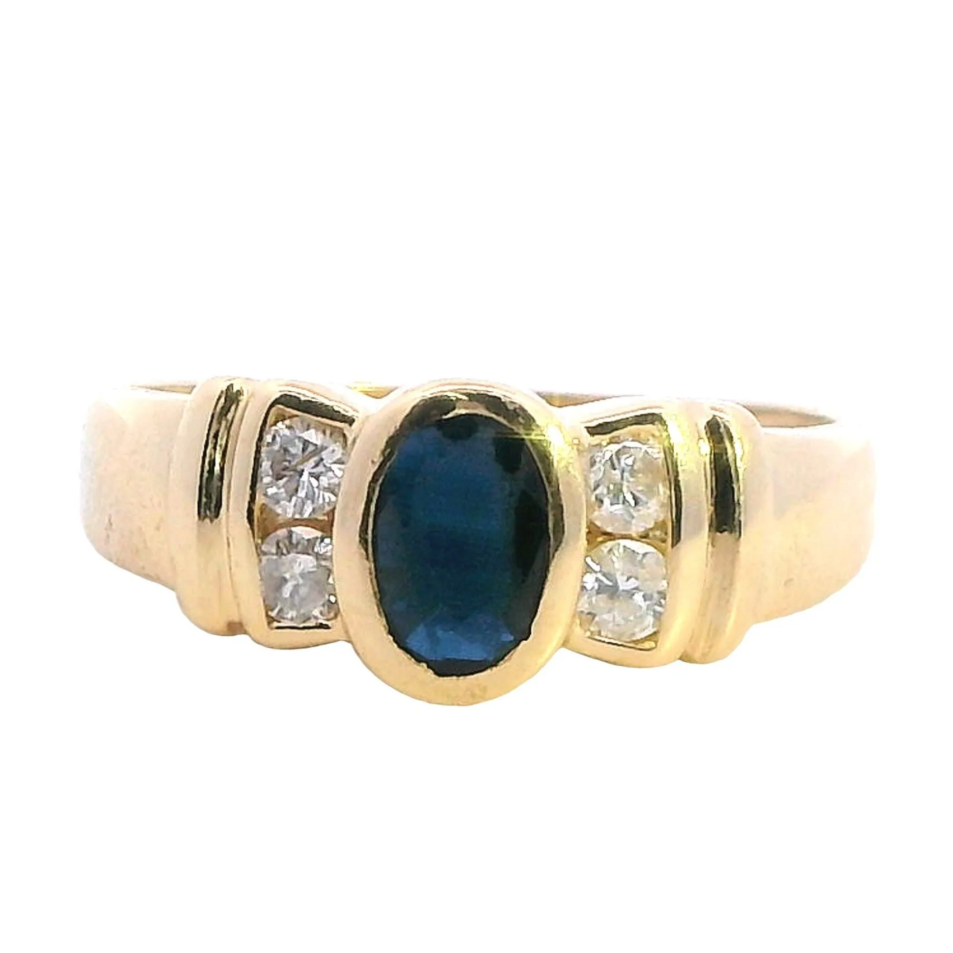 Elegant 18K Yellow Gold Sapphire & Diamond Ring Timeless Beauty