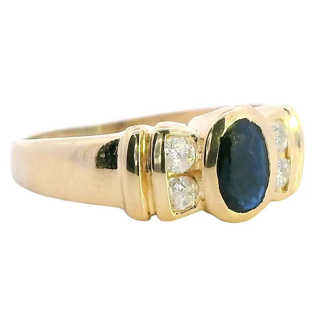 Elegant 18K Yellow Gold Sapphire & Diamond Ring Timeless Beauty