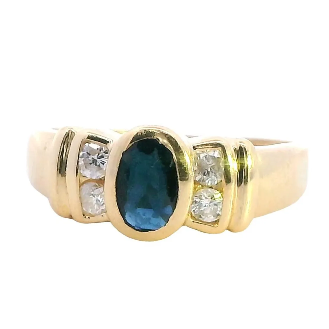 Elegant 18K Yellow Gold Sapphire & Diamond Ring Timeless Beauty