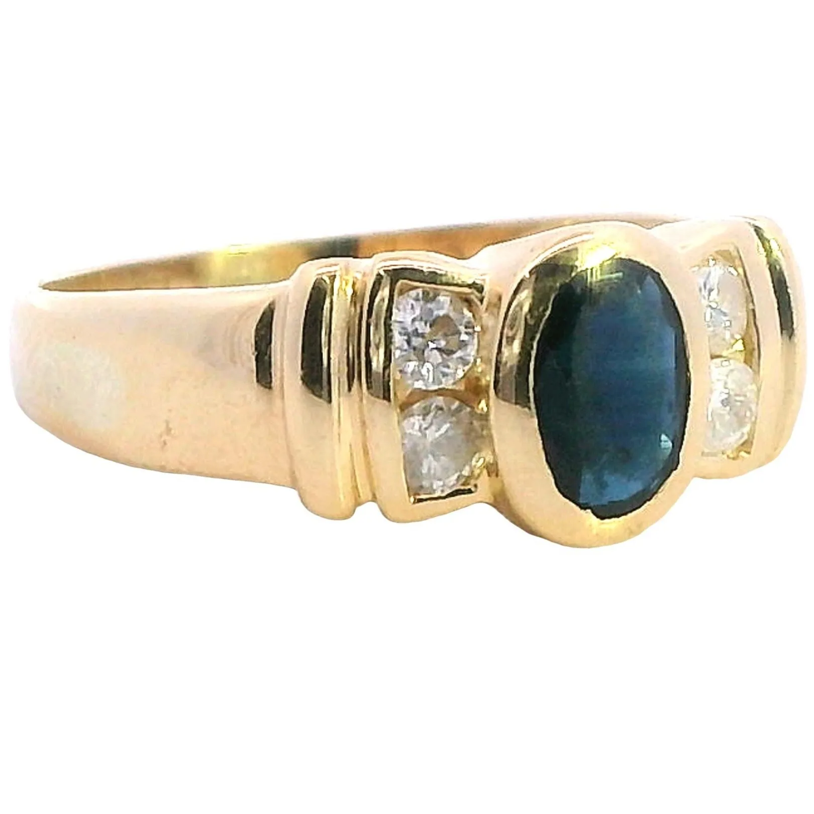 Elegant 18K Yellow Gold Sapphire & Diamond Ring Timeless Beauty