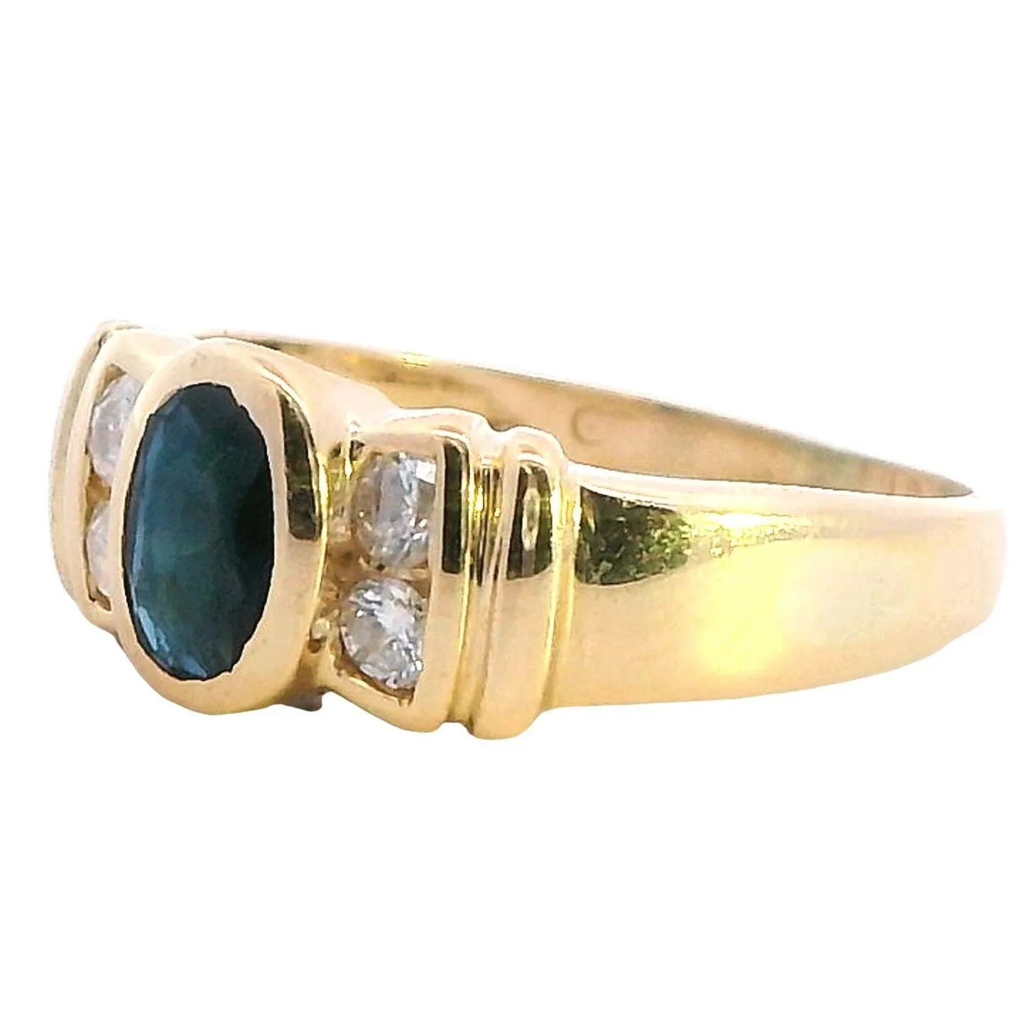 Elegant 18K Yellow Gold Sapphire & Diamond Ring Timeless Beauty