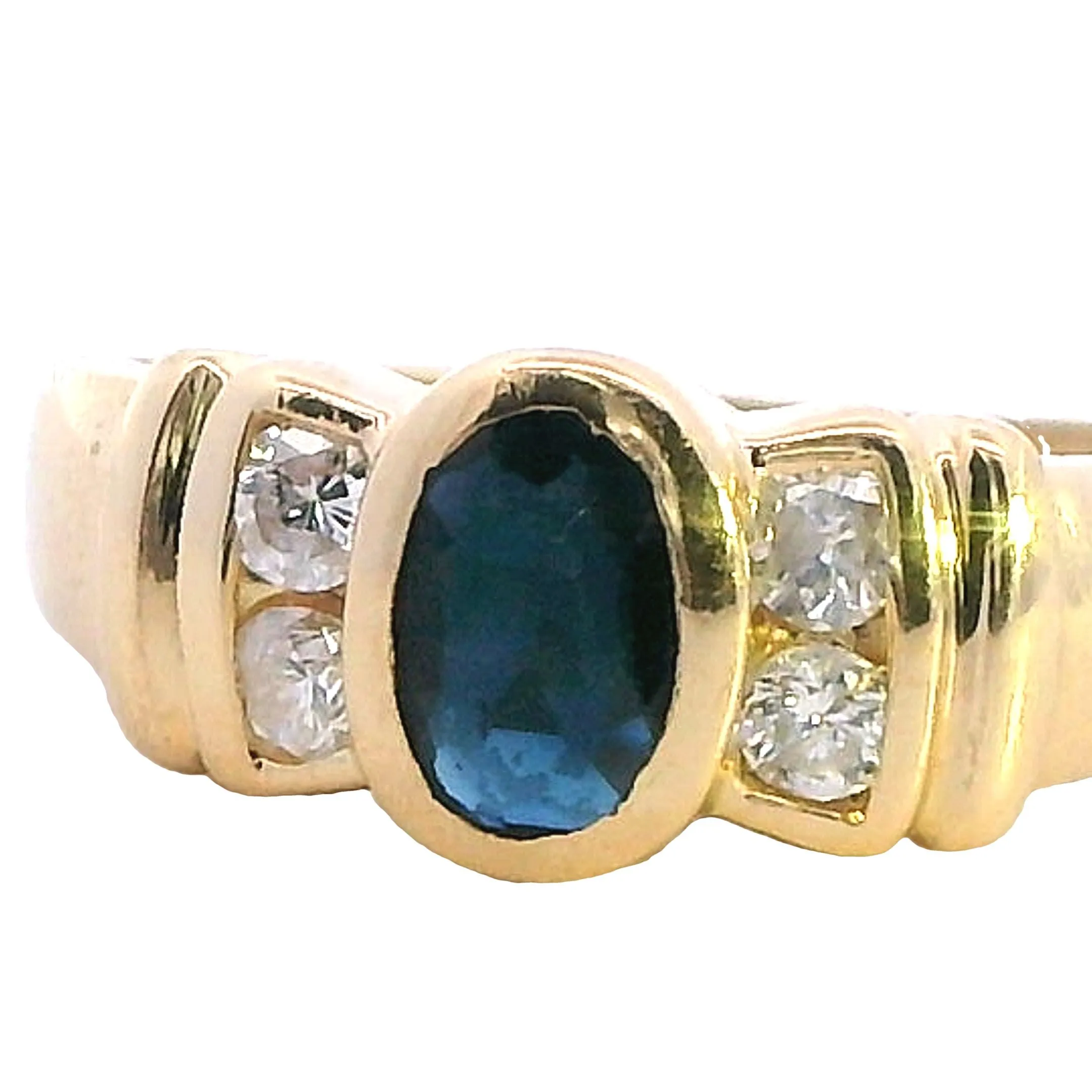 Elegant 18K Yellow Gold Sapphire & Diamond Ring Timeless Beauty