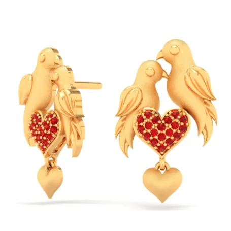 Gorgeous 22k Gold Lovebirds And Hearts Design Earrings For Women From Pc Chandra