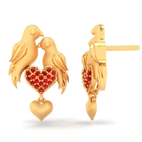 Gorgeous 22k Gold Lovebirds And Hearts Design Earrings For Women From Pc Chandra