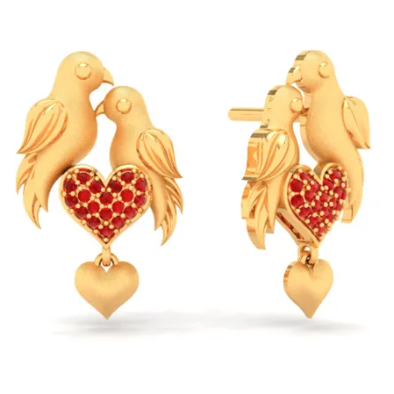 Gorgeous 22k Gold Lovebirds And Hearts Design Earrings For Women From Pc Chandra