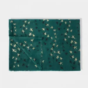 Green Foil Star Scarf KLS505